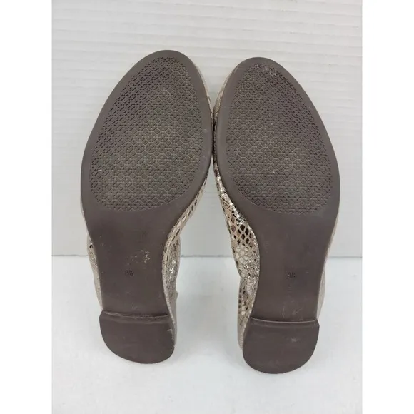 Tory Burch Metallic Brown Textured‎ Heidi Scrunch Ballet Flats Leather Size 8.5