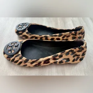 Tory Burch Minnie Ballet Flats Patent Leopard Size 7.5