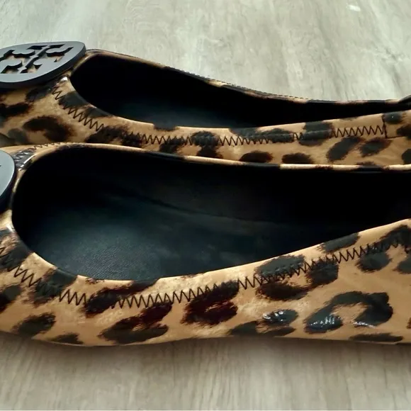 Tory Burch Minnie Ballet Flats Patent Leopard Size 7.5