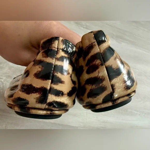Tory Burch Minnie Ballet Flats Patent Leopard Size 7.5