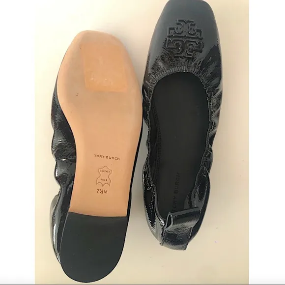 TORY BURCH Patent Leather Ballet Flats black