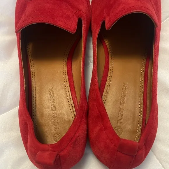 Tory Burch Red Suede Leigh Loafers size 9