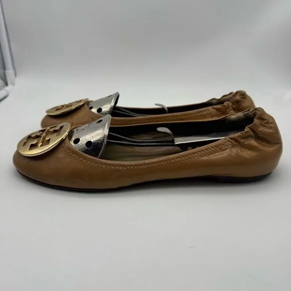 Tory Burch Reva Camel Patent Leather Ballet Flats  Sz 7.5