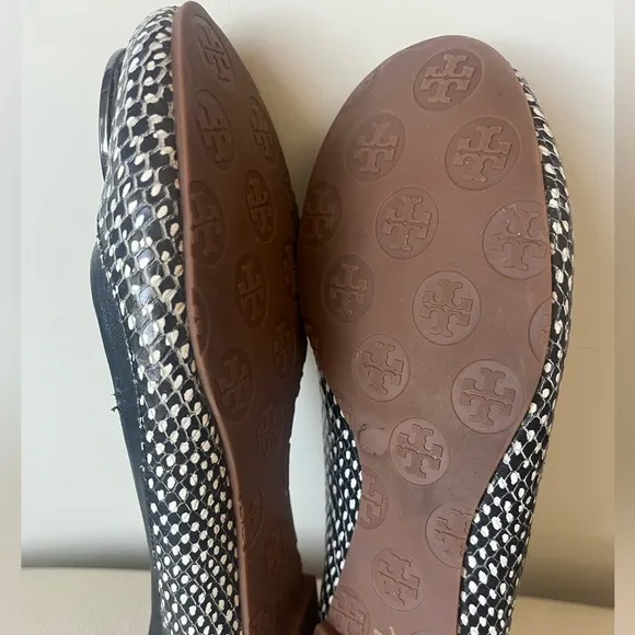 Tory Burch Reva Polka Dot Snake Leather Ballet Flats Women’s Size 7