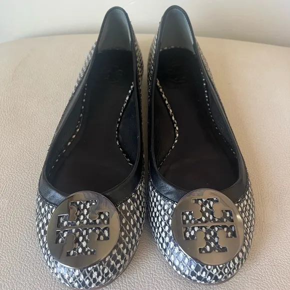 Tory Burch Reva Polka Dot Snake Leather Ballet Flats Women’s Size 7