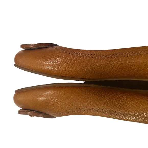 Tory Burch Royal Tan Leather Reva Flats Size 7.5