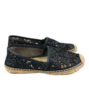 Tory Burch Women's Size 5.5 Lucia Black Lace Closed Toe Slip On Espadrilles