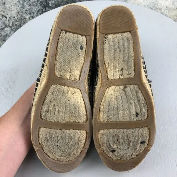 Tory Burch Women's Size 5.5 Lucia Black Lace Closed Toe Slip On Espadrilles