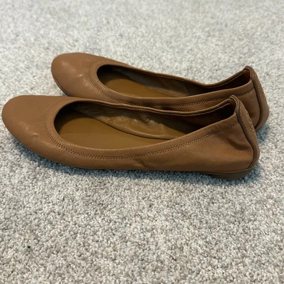 Tory Burch Women’s Tan Brown Leather Ballet Flats