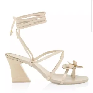 Tory BurchKnotted Leather Ankle-Tie Sandals New Cream