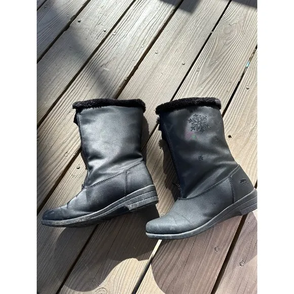 Totes Snow Boots Winter Faux Fur Lined Black Boots Woman's‎  Size 8M