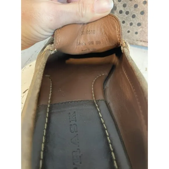 Trask Sawyer Loafers Size 9 Light Brown Slip-on 30-0855 Men’s Leather Knot