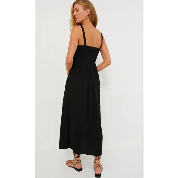 Tuckernuck Black Gillian Sleeveless Smocked Resort Summer Vacation Maxi Dress XS
