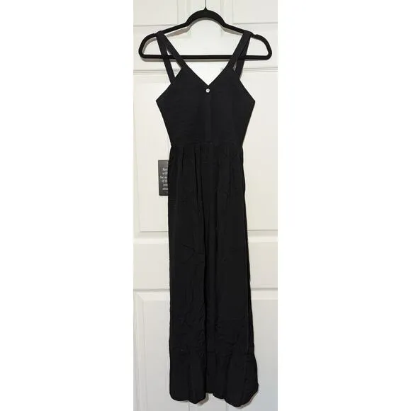 Tuckernuck Black Gillian Sleeveless Smocked Resort Summer Vacation Maxi Dress XS