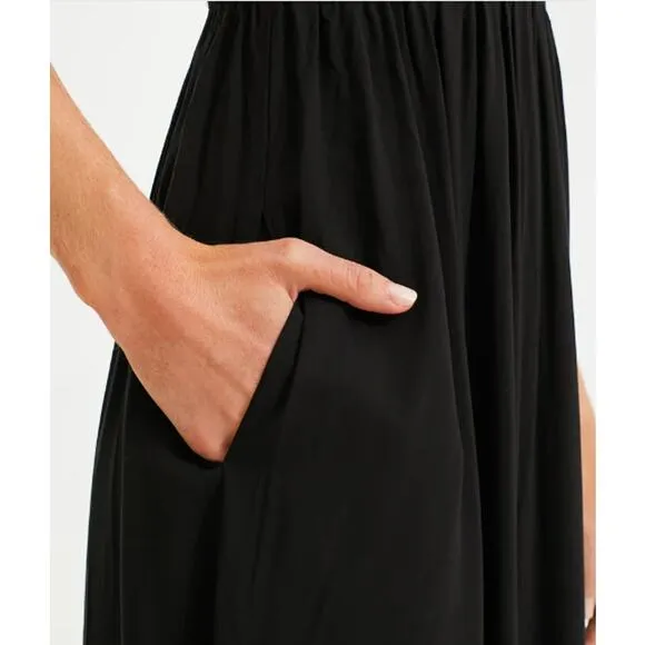 Tuckernuck Black Gillian Sleeveless Smocked Resort Summer Vacation Maxi Dress XS