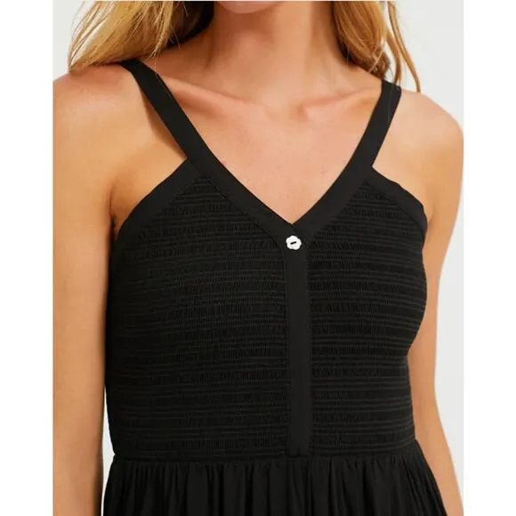 Tuckernuck Black Gillian Sleeveless Smocked Resort Summer Vacation Maxi Dress XS