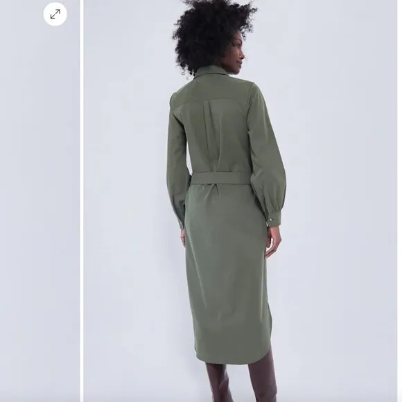 Tuckernuck  Olive Lantern Sleeve Tory Shirt Dress Sz M