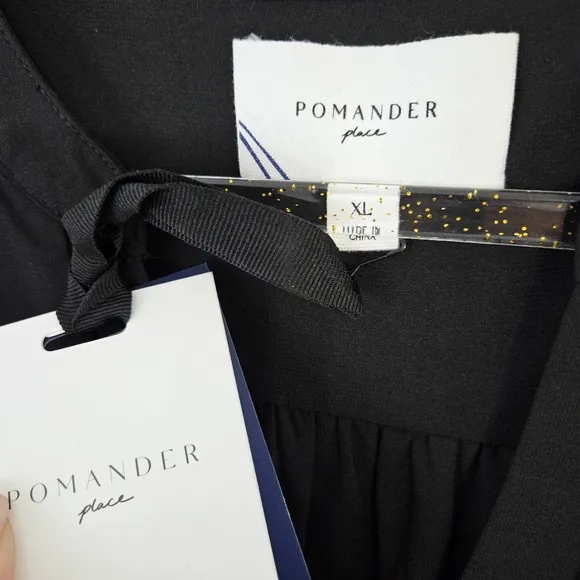 Tuckernuck Pomander Place Crepe Kenzo Swing Dress Black Long Sleeve Mini XL NEW