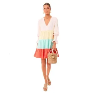 Tuckernuck Sorbet Colorblock Lightweight Tiered Gauze Kenzo Mini Dress Small
