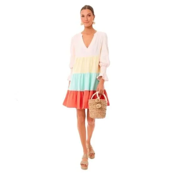 Tuckernuck Sorbet Colorblock Lightweight Tiered Gauze Kenzo Mini Dress Small