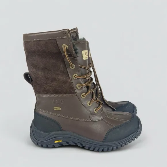 UGG Adirondack II 5446 Womens Obsidian Leather Mid Calf Snow Boots - Size 6