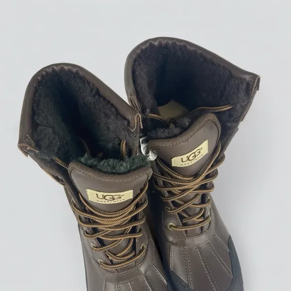 UGG Adirondack II 5446 Womens Obsidian Leather Mid Calf Snow Boots - Size 6
