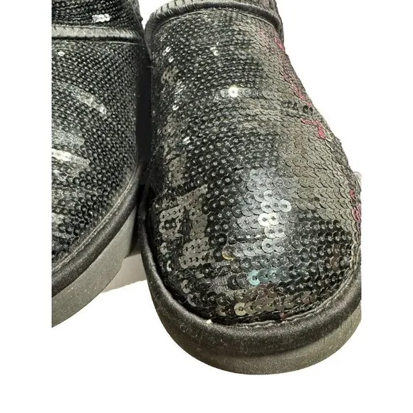UGG Australia 3161 Sequin Sparkle Black Classic Short Boots Women Sz 7