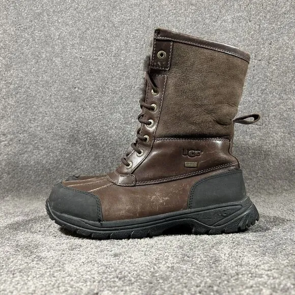 UGG Australia Butte Brown Leather Waterproof Sheepskin Winter Boots Men’s Sz 8