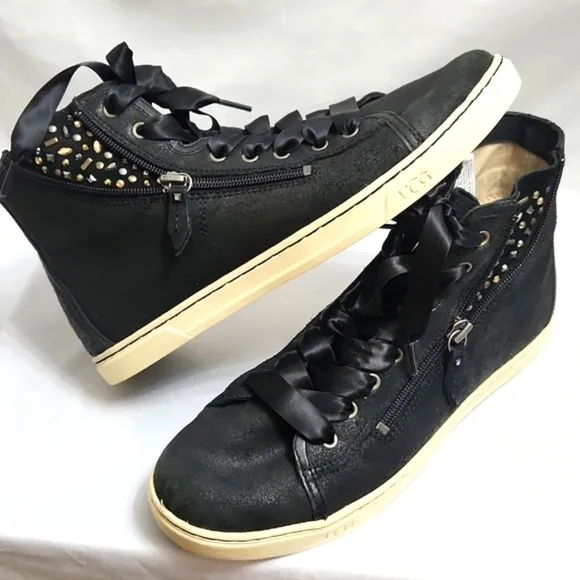 UGG Blaney Crystal Embellished High Top Leather Casual sneakers (w size 10)