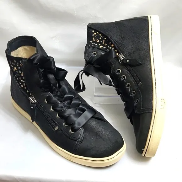 UGG Blaney Crystal Embellished High Top Leather Casual sneakers (w size 10)
