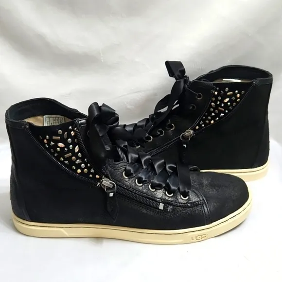 UGG Blaney Crystal Embellished High Top Leather Casual sneakers (w size 10)