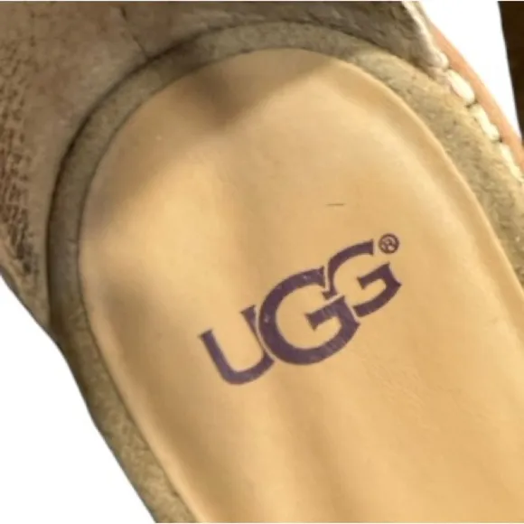 UGG Harris Strappy Gladiator Chunky Block Heel Sandals Tan Suede 8