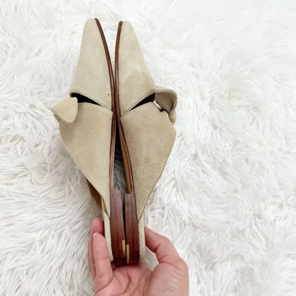Ulla Johnson Lilo Babouche Noir Suede Knotted Pointed Toe Flats