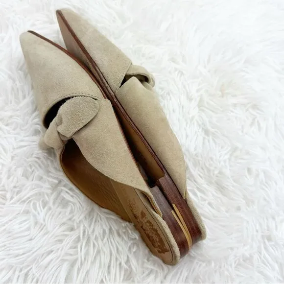 Ulla Johnson Lilo Babouche Noir Suede Knotted Pointed Toe Flats
