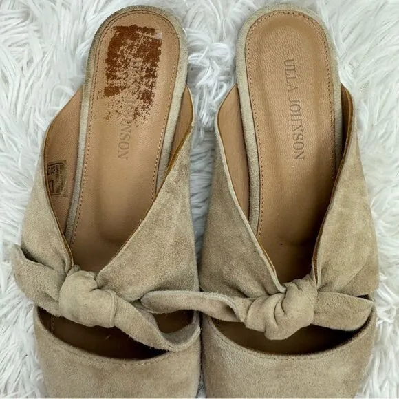 Ulla Johnson Lilo Babouche Noir Suede Knotted Pointed Toe Flats