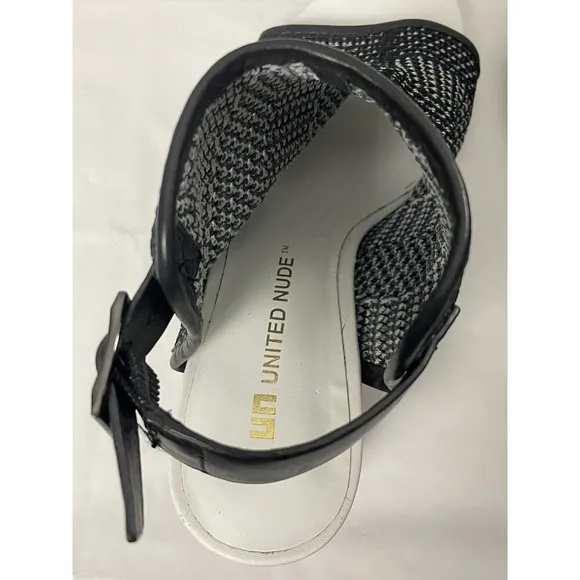 United Nude Zink Fab Sandals architectural heel strappy Size 38 US 7.5 Fast Ship