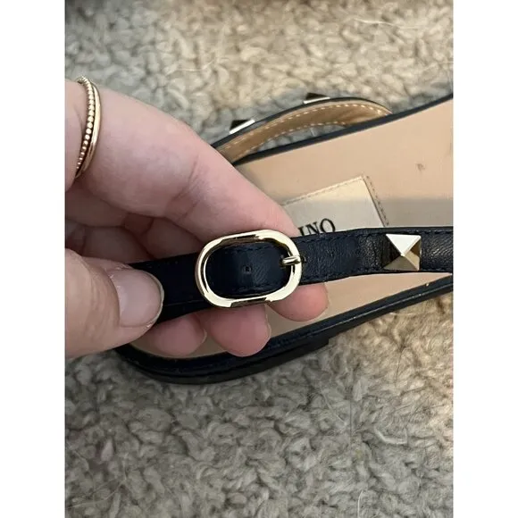 Valentino Garavani Rockstud Navy Blue Suede Studded Flats Size 7