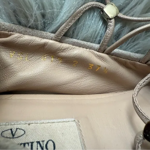 VALENTINO GARAVANI Suede Rockstud Lace-Up Ballet Flats Size 37.5 (7.5)