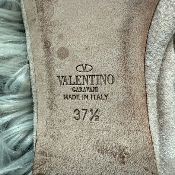 VALENTINO GARAVANI Suede Rockstud Lace-Up Ballet Flats Size 37.5 (7.5)