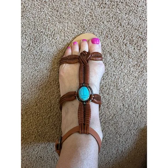Valentino Garavani Tribal Scarab Flat Sandals size 39/ US 9