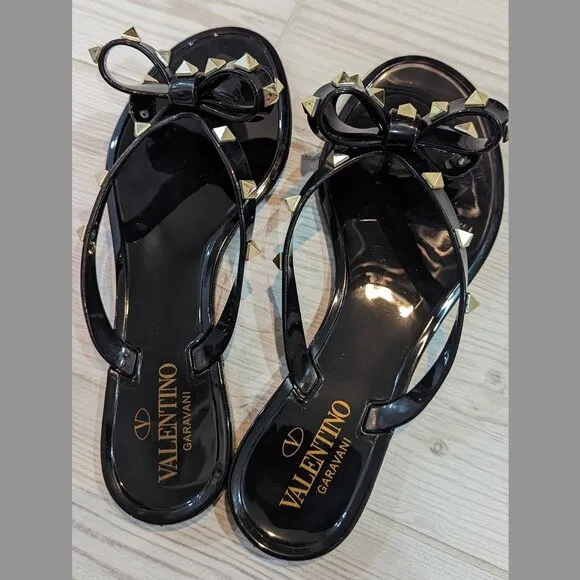 Valentino Rockstud Jelly Flat Sandals