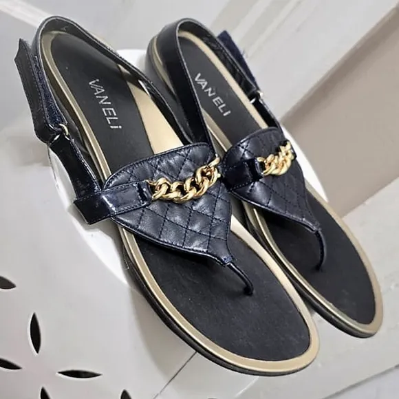 VanEli Black Slingback Flat Sandals Size 🌴