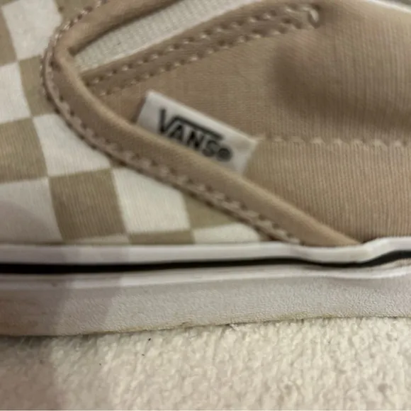 Vans Checkered Slip-On Loafers - Beige and White