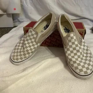 Vans Checkered Slip-On Loafers - Beige and White