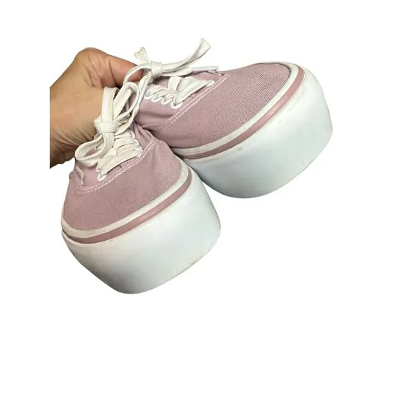 Vans Platform Sneakers Women 8.5 Lilac Authentic Stackform Flowers Daisies Retro