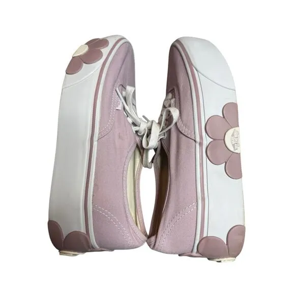 Vans Platform Sneakers Women 8.5 Lilac Authentic Stackform Flowers Daisies Retro