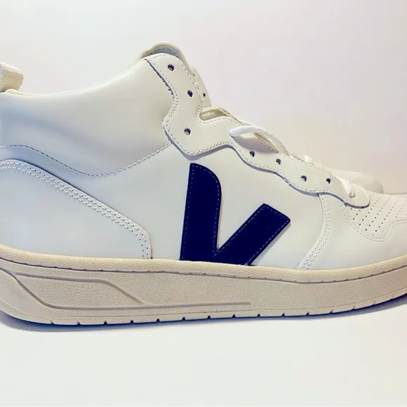 VEJA V-15 Men's Extra White / Nautico High Top Sneakers Size 11 M - Medium