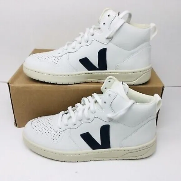VEJA V-15 Men's Extra White / Nautico High Top Sneakers Size 11 M - Medium