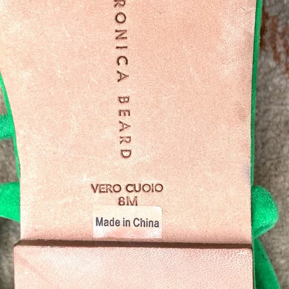 Veronica Beard Maci Green Flat Sandals Sz 8