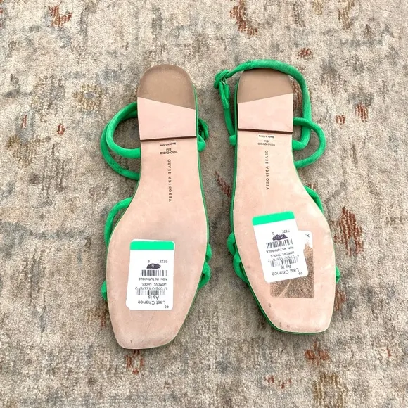 Veronica Beard Maci Green Flat Sandals Sz 8
